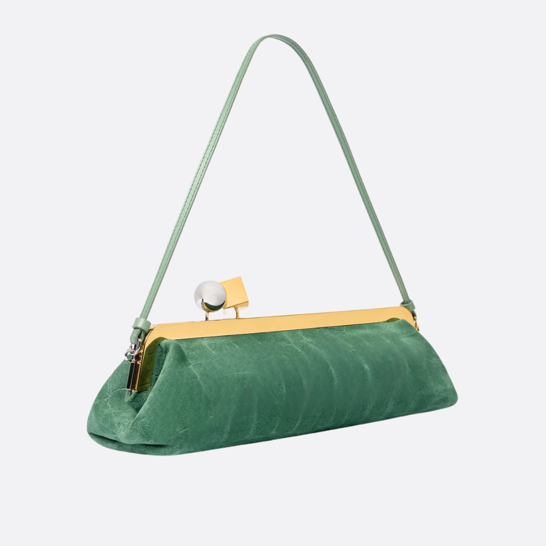 Wildleder Clutch mit Kroko-Effekt